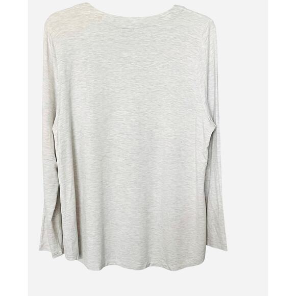 CABI LONG SLEEVE CREW NECK PULL- OVER TOP, WOMENS, XL, LIGHT GREY, HIGH-LOW - Picture 5 of 12